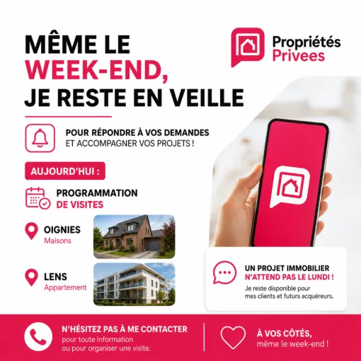 Même le week-end, je reste en veille pour répondre à vos demandes et accompagner vos projets immobiliers., Oignies, Mégane Havet Immobilier